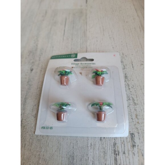 Dept 56 53105 Potted Poinsettias village accessory set - Picture 1 of 4